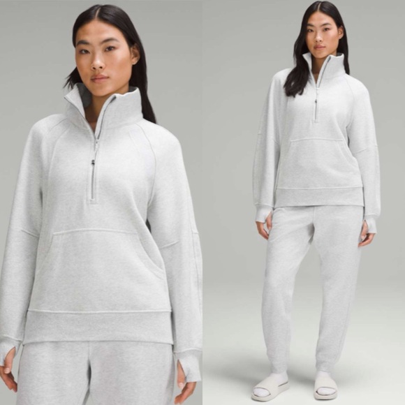 Lululemon Scuba Oversized Funnel-Neck Half Zip  Heathered Core Ultra Light Grey - Picture 14 of 14